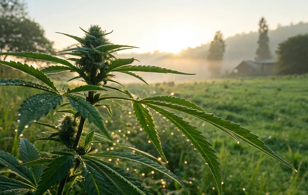 Autoflower seed growing outdoors.